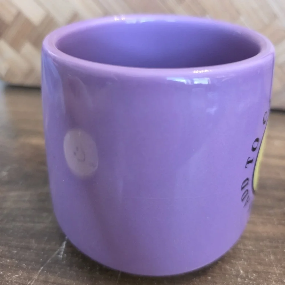 It's An Add To Cart Kind Of‎ Day Mug & Saucer Purple & Yellow Smiley Face